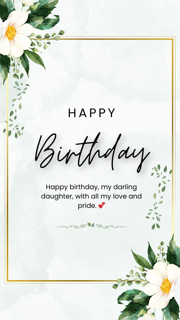 Green-And-White-Watercolor-Simple-Birthday Card-for-Daughter